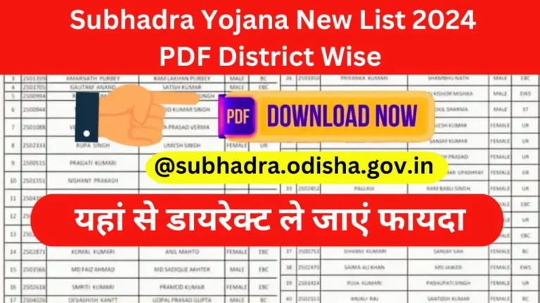 Subhadra Yojana New List 2024 PDF District Wise